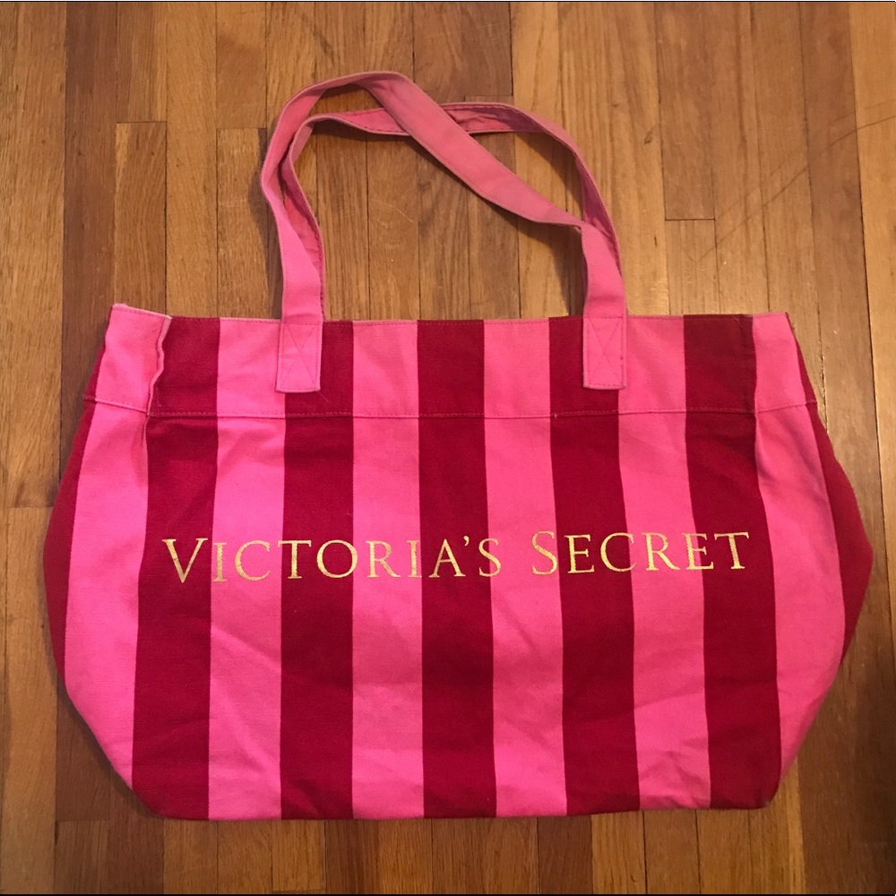 Victoria’s Secret Striped Pink large tote bag 💖